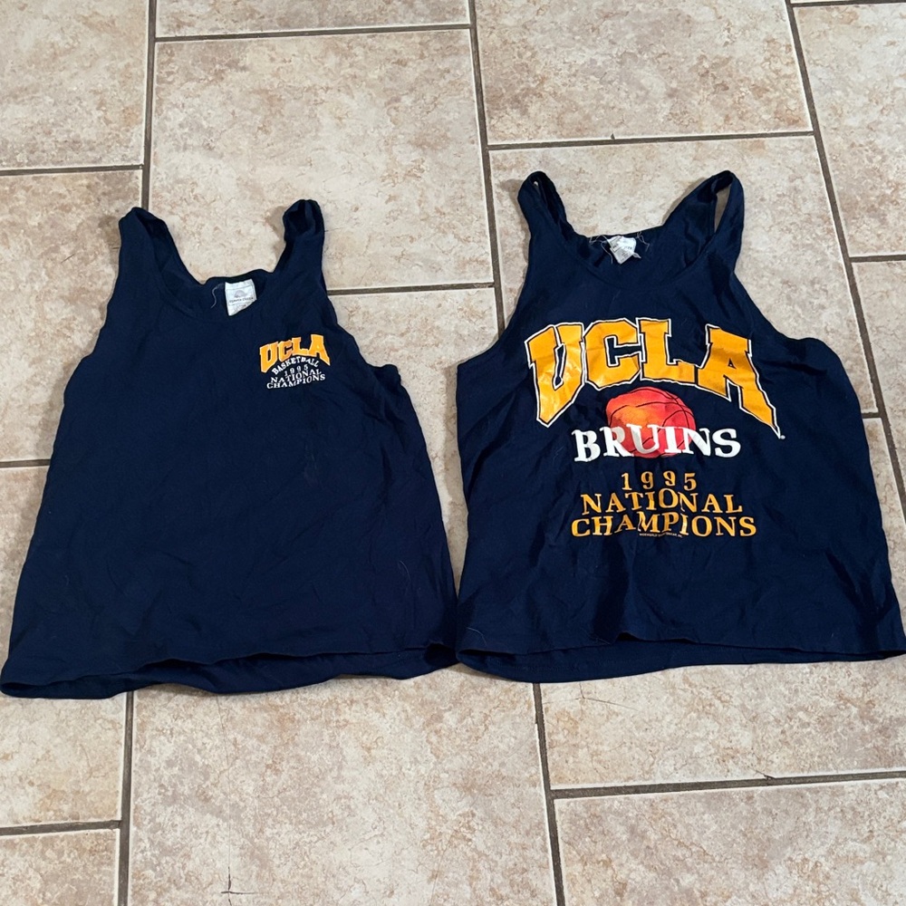Vintage 90s UCLA Single Stitch Beaver Creek Bruins Navy Tank Top Set